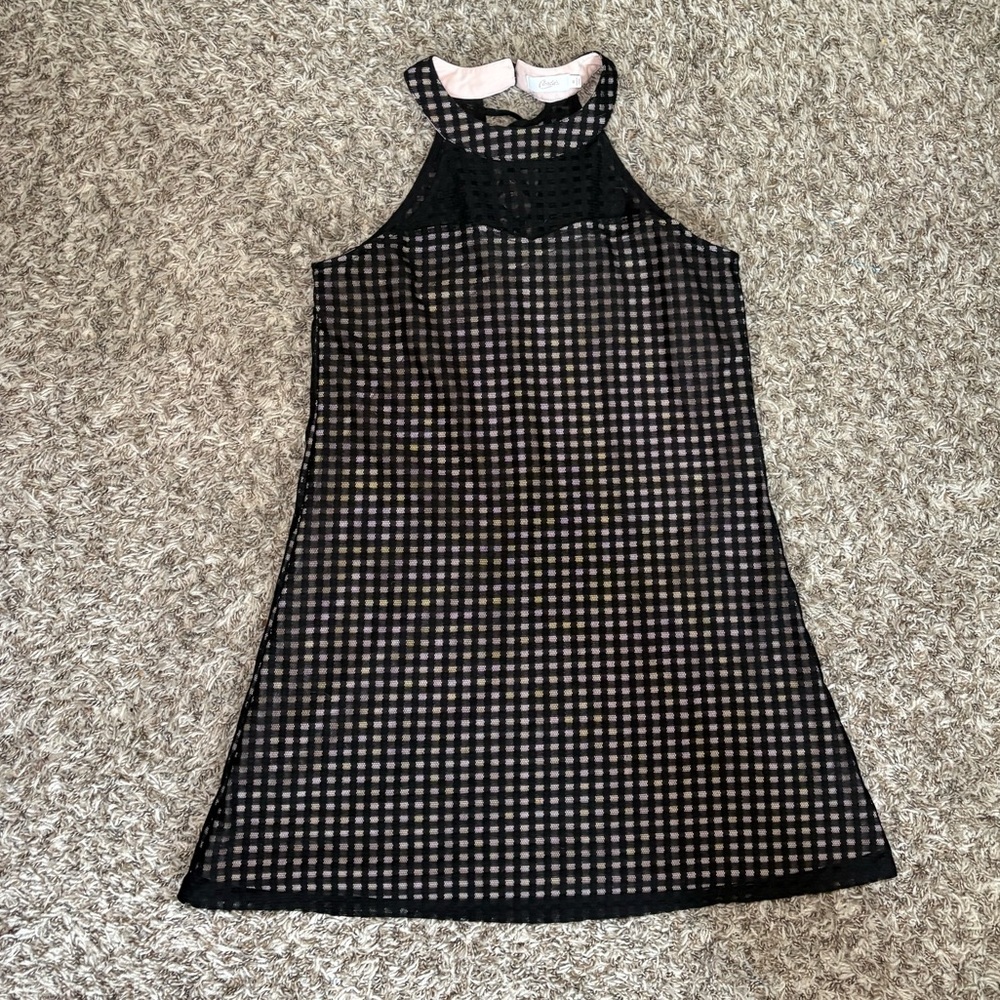 2000s Candies Black Mesh Gingham Halter Dress - Picture 3 of 5